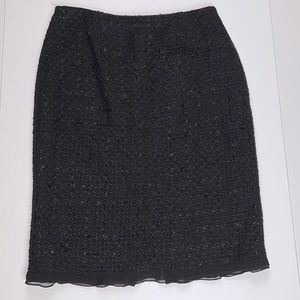 Nine West Wool Blend Weaved Black Skirt w/Silver Sparkles 8